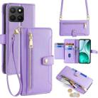 For Honor X8c 4G Sheep Texture Cross-body Zipper Wallet Leather Phone Case(Purple) - 1