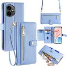 For Honor 400 Global 156.5mm Sheep Texture Cross-body Zipper Wallet Leather Phone Case(Blue) - 1
