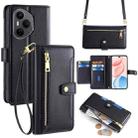 For Honor 400 Pro Global 160.8mm Sheep Texture Cross-body Zipper Wallet Leather Phone Case(Black) - 1