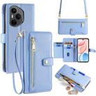 For Honor 400 Pro Global 160.8mm Sheep Texture Cross-body Zipper Wallet Leather Phone Case(Blue) - 1