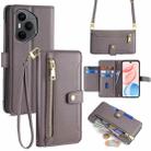 For Honor 400 Pro Global 160.8mm Sheep Texture Cross-body Zipper Wallet Leather Phone Case(Grey) - 1