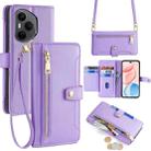 For Honor 400 Pro Global 160.8mm Sheep Texture Cross-body Zipper Wallet Leather Phone Case(Purple) - 1