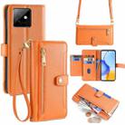 For Honor X60 GT 5G Sheep Texture Cross-body Zipper Wallet Leather Phone Case(Orange) - 1