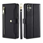 For Samsung Galaxy F14 5G Lite Sheep Texture Cross-body Zipper Wallet Leather Phone Case(Black) - 1