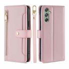 For Samsung Galaxy M34 5G / F34 5G Sheep Texture Cross-body Zipper Wallet Leather Phone Case(Pink) - 1