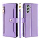For Samsung Galaxy M34 5G / F34 5G Sheep Texture Cross-body Zipper Wallet Leather Phone Case(Purple) - 1
