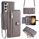 For Samsung Galaxy S23+ 5G Sheep Texture Cross-body Zipper Wallet Leather Phone Case(Grey) - 1