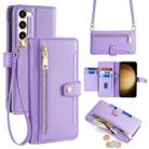 For Samsung Galaxy S23+ 5G Sheep Texture Cross-body Zipper Wallet Leather Phone Case(Purple) - 1