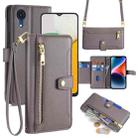 For Samsung Galaxy A03 Core Sheep Texture Cross-body Zipper Wallet Leather Phone Case(Grey) - 1