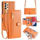 For Samsung Galaxy A13 4G Sheep Texture Cross-body Zipper Wallet Leather Phone Case(Orange) - 1