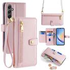 For Samsung Galaxy A34 5G Sheep Texture Cross-body Zipper Wallet Leather Phone Case(Pink) - 1