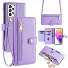 For Samsung Galaxy A73 5G Sheep Texture Cross-body Zipper Wallet Leather Phone Case(Purple) - 1