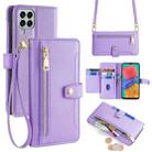 For Samsung Galaxy M33 5G Sheep Texture Cross-body Zipper Wallet Leather Phone Case(Purple) - 1