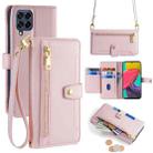 For Samsung Galaxy M53 5G Sheep Texture Cross-body Zipper Wallet Leather Phone Case(Pink) - 1