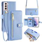 For Samsung Galaxy S21+ 5G Sheep Texture Cross-body Zipper Wallet Leather Phone Case(Blue) - 1