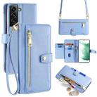 For Samsung Galaxy S22+ 5G Sheep Texture Cross-body Zipper Wallet Leather Phone Case(Blue) - 1