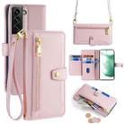 For Samsung Galaxy S22+ 5G Sheep Texture Cross-body Zipper Wallet Leather Phone Case(Pink) - 1