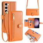 For Samsung Galaxy S23 5G Sheep Texture Cross-body Zipper Wallet Leather Phone Case(Orange) - 1