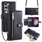 For Samsung Galaxy S23 FE 5G Sheep Texture Cross-body Zipper Wallet Leather Phone Case(Black) - 1