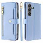 For Samsung Galaxy S24 Ultra 5G Sheep Texture Cross-body Zipper Wallet Leather Phone Case(Blue) - 1