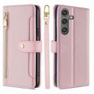 For Samsung Galaxy S24 Ultra 5G Sheep Texture Cross-body Zipper Wallet Leather Phone Case(Pink) - 1