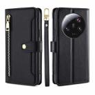 For Xiaomi 13 Ultra 5G Sheep Texture Cross-body Zipper Wallet Leather Phone Case(Black) - 1