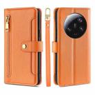 For Xiaomi 13 Ultra 5G Sheep Texture Cross-body Zipper Wallet Leather Phone Case(Orange) - 1