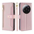 For Xiaomi 13 Ultra 5G Sheep Texture Cross-body Zipper Wallet Leather Phone Case(Pink) - 1