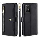 For Xiaomi Redmi Note 12S 4G Sheep Texture Cross-body Zipper Wallet Leather Phone Case(Black) - 1