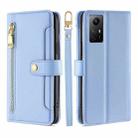 For Xiaomi Redmi Note 12S 4G Sheep Texture Cross-body Zipper Wallet Leather Phone Case(Blue) - 1