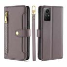 For Xiaomi Redmi Note 12S 4G Sheep Texture Cross-body Zipper Wallet Leather Phone Case(Grey) - 1