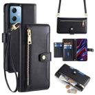 For Xiaomi Redmi Note 12 Sheep Texture Cross-body Zipper Wallet Leather Phone Case(Black) - 1