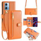 For Xiaomi Redmi Note 12 Sheep Texture Cross-body Zipper Wallet Leather Phone Case(Orange) - 1