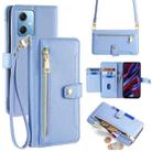 For Xiaomi Redmi Note 12 Sheep Texture Cross-body Zipper Wallet Leather Phone Case(Blue) - 1