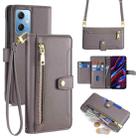 For Xiaomi Redmi Note 12 Sheep Texture Cross-body Zipper Wallet Leather Phone Case(Grey) - 1