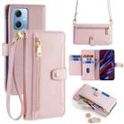 For Xiaomi Redmi Note 12 Sheep Texture Cross-body Zipper Wallet Leather Phone Case(Pink) - 1