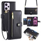 For Xiaomi Redmi Note 12 Pro Sheep Texture Cross-body Zipper Wallet Leather Phone Case(Black) - 1