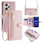 For Xiaomi Redmi Note 12 Pro+ Sheep Texture Cross-body Zipper Wallet Leather Phone Case(Pink) - 1