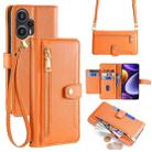 For Xiaomi Redmi Note 12 Turbo Sheep Texture Cross-body Zipper Wallet Leather Phone Case(Orange) - 1