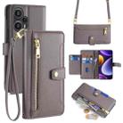 For Xiaomi Redmi Note 12 Turbo Sheep Texture Cross-body Zipper Wallet Leather Phone Case(Grey) - 1