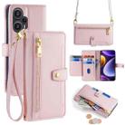 For Xiaomi Redmi Note 12 Turbo Sheep Texture Cross-body Zipper Wallet Leather Phone Case(Pink) - 1