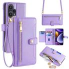 For Xiaomi Redmi Note 12 Turbo Sheep Texture Cross-body Zipper Wallet Leather Phone Case(Purple) - 1