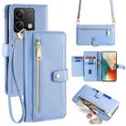 For Xiaomi Redmi Note 13 5G Sheep Texture Cross-body Zipper Wallet Leather Phone Case(Blue) - 1