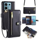 For Xiaomi Redmi Note 13 Pro 5G Sheep Texture Cross-body Zipper Wallet Leather Phone Case(Black) - 1