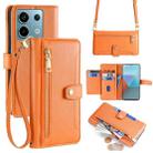 For Xiaomi Redmi Note 13 Pro 5G Sheep Texture Cross-body Zipper Wallet Leather Phone Case(Orange) - 1