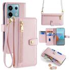 For Xiaomi Redmi Note 13 Pro 5G Sheep Texture Cross-body Zipper Wallet Leather Phone Case(Pink) - 1