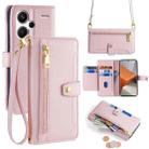 For Xiaomi Redmi Note 13 Pro+ 5G Sheep Texture Cross-body Zipper Wallet Leather Phone Case(Pink) - 1