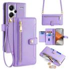 For Xiaomi Redmi Note 13 Pro+ 5G Sheep Texture Cross-body Zipper Wallet Leather Phone Case(Purple) - 1