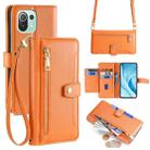 For Xiaomi Mi 11 Lite Sheep Texture Cross-body Zipper Wallet Leather Phone Case(Orange) - 1