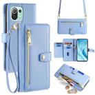 For Xiaomi Mi 11 Lite Sheep Texture Cross-body Zipper Wallet Leather Phone Case(Blue) - 1